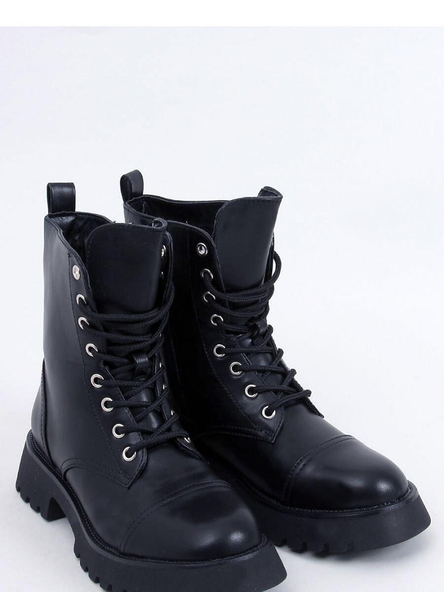 Leather Fur-Lined Military Style Boots by Inello