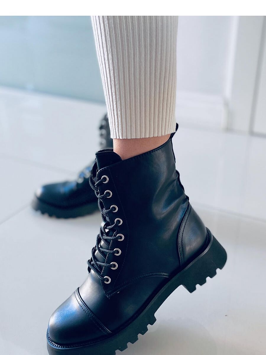 Leather Fur-Lined Military Style Boots by Inello