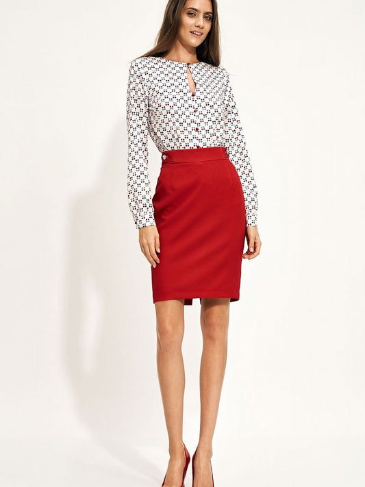 Chic Red High Waist Pencil Skirt