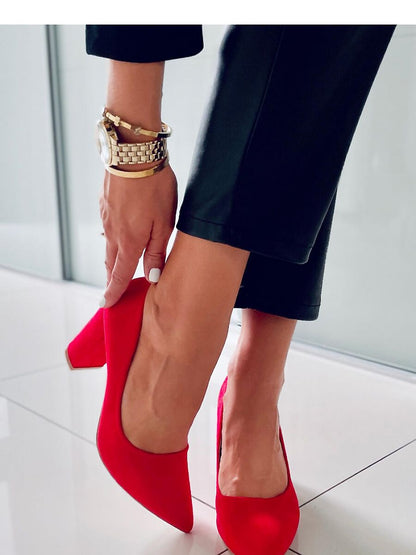 Elegant Organic Suede Block Heel Pumps