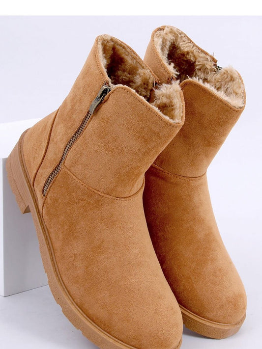 Inello Suede Flat Sole Boots with Decorative Zipper