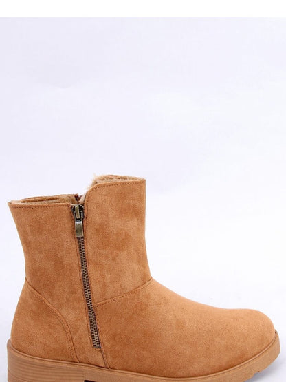 Inello Suede Flat Sole Boots with Decorative Zipper