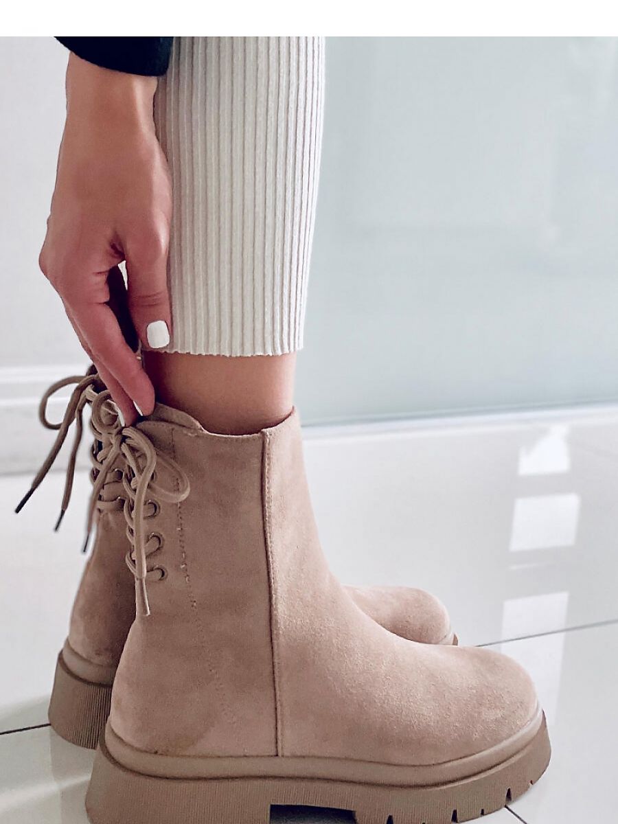 Inello High Sole Suede Boots with Decorative Lacing