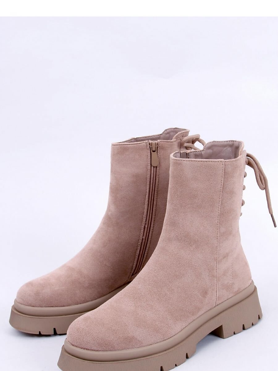 Inello High Sole Suede Boots with Decorative Lacing