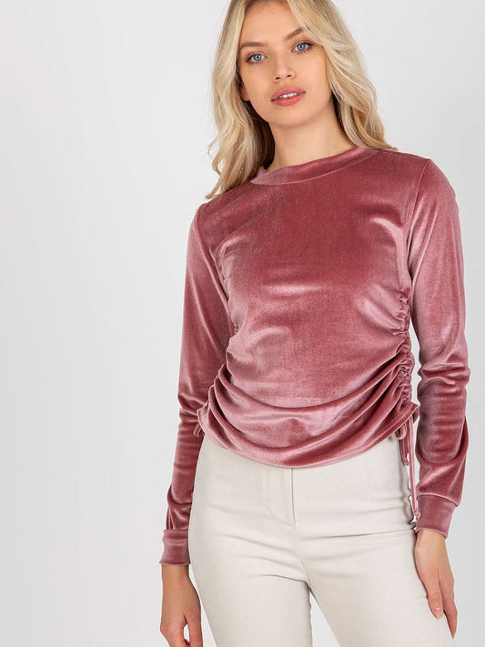 Velour Long Sleeve Blouse with Adjustable Length