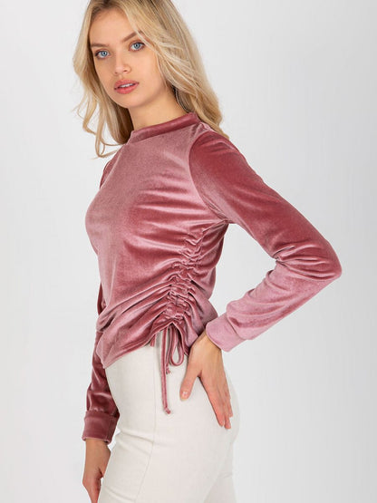 Velour Long Sleeve Blouse with Adjustable Length