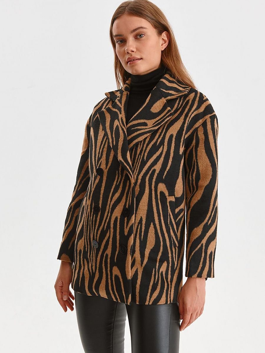 Tiger Motif Knit Coat