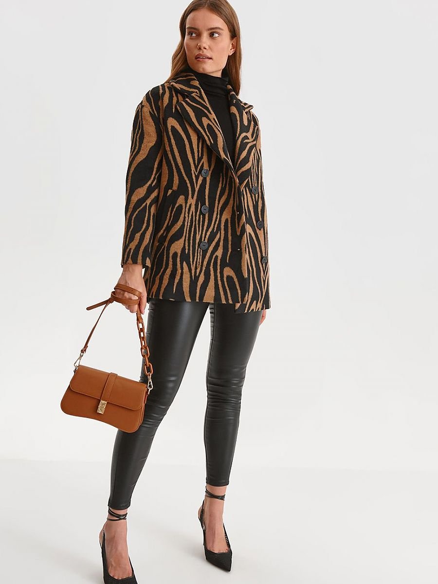 Tiger Motif Knit Coat