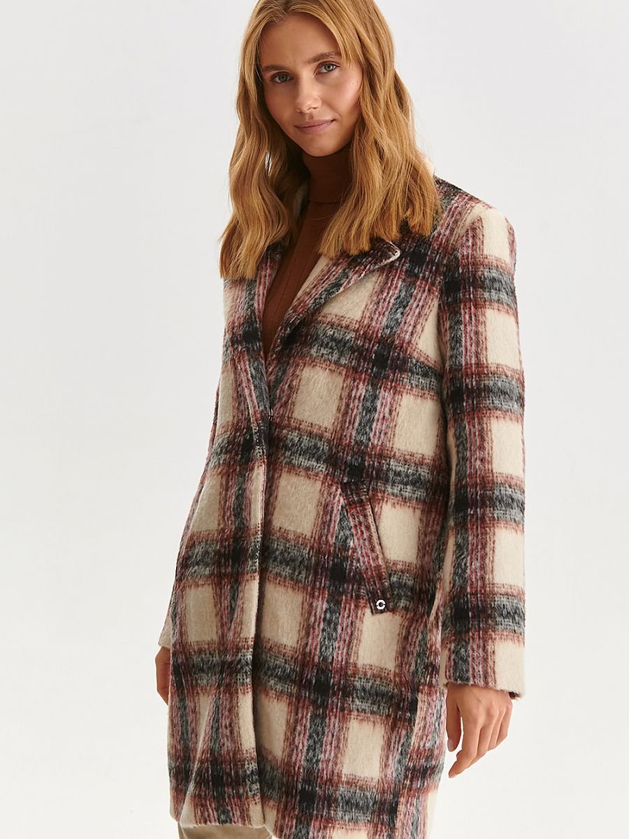 Elegant Checkered Knit Coat for Women