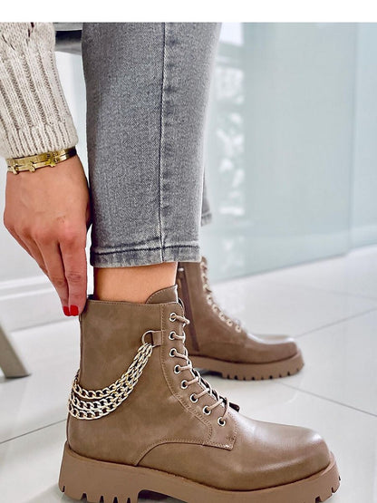 Inello Lace-Up Boots with Fashionable Chains