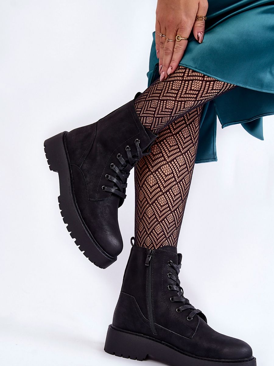 Eco Leather Lace-Up Boots by Sergio Leone