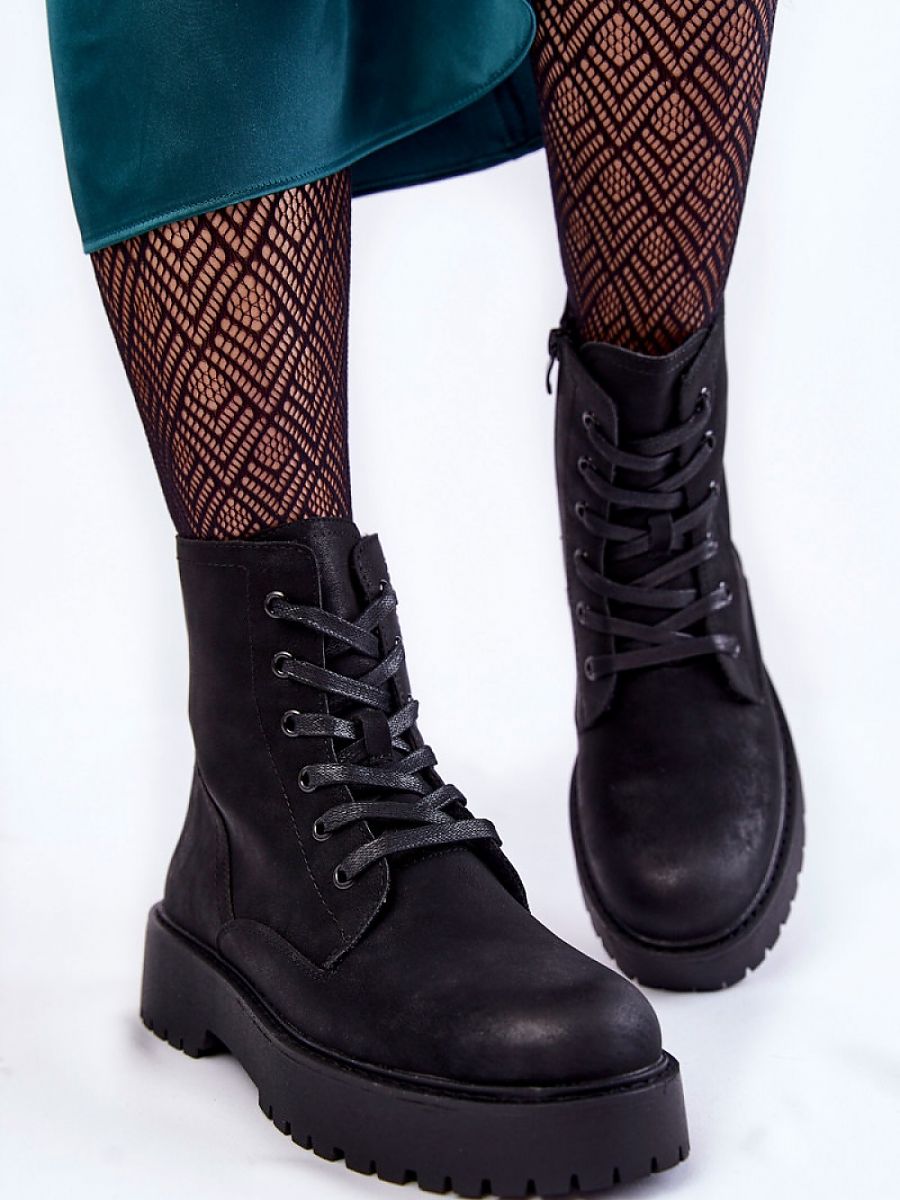 Eco Leather Lace-Up Boots by Sergio Leone