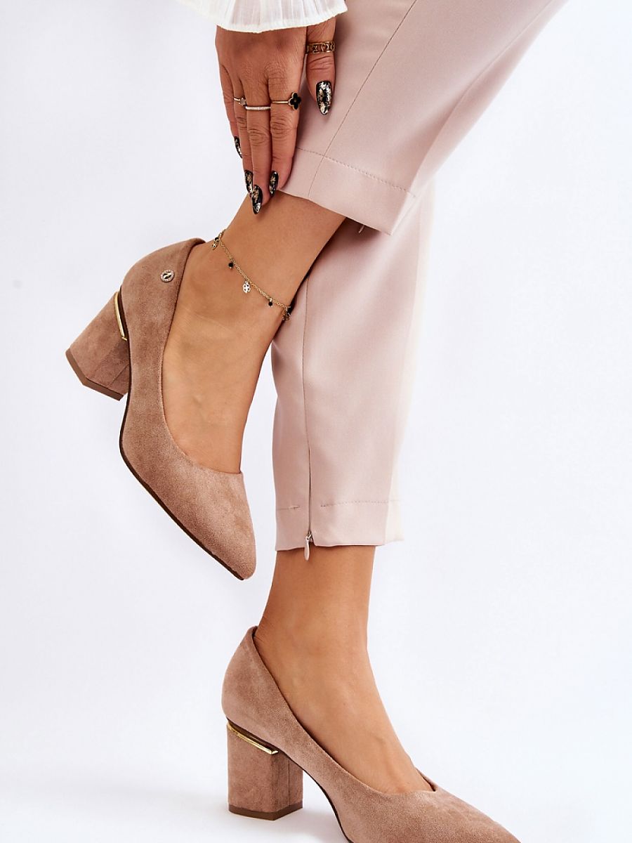 Stylish Pointed Toe Suede Pumps with Block Heel