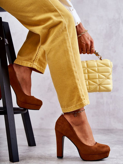 Eco-Suede Platform Block Heel Pumps: Effortless Elegance