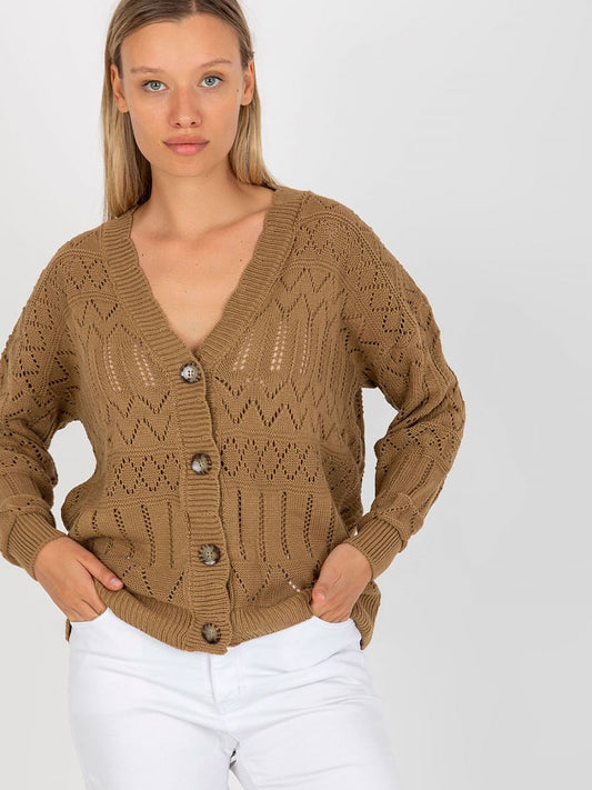 Openwork women's button-down jumper