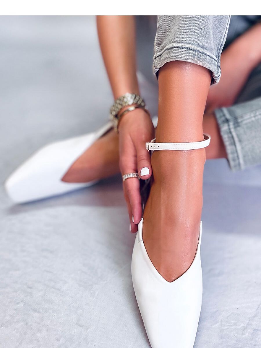 Ballet Flats with Square Toes and Ankle Clasp