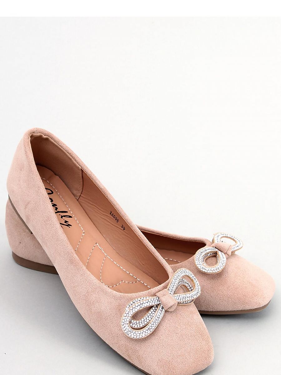 Zirconia-Embellished Women's Suede Ballet Flats with Square Toes