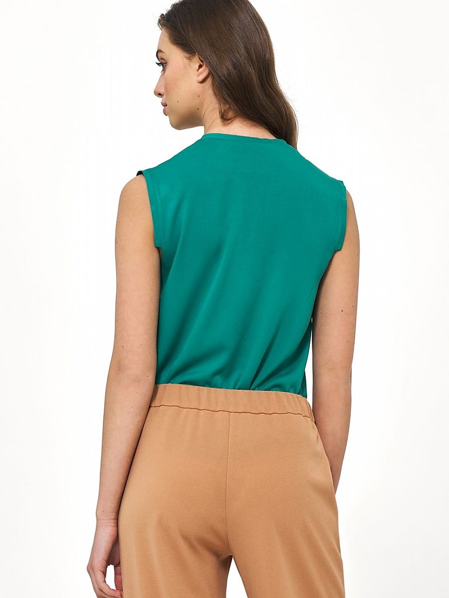 Nife Sleeveless Viscose Blouse with V-Neck