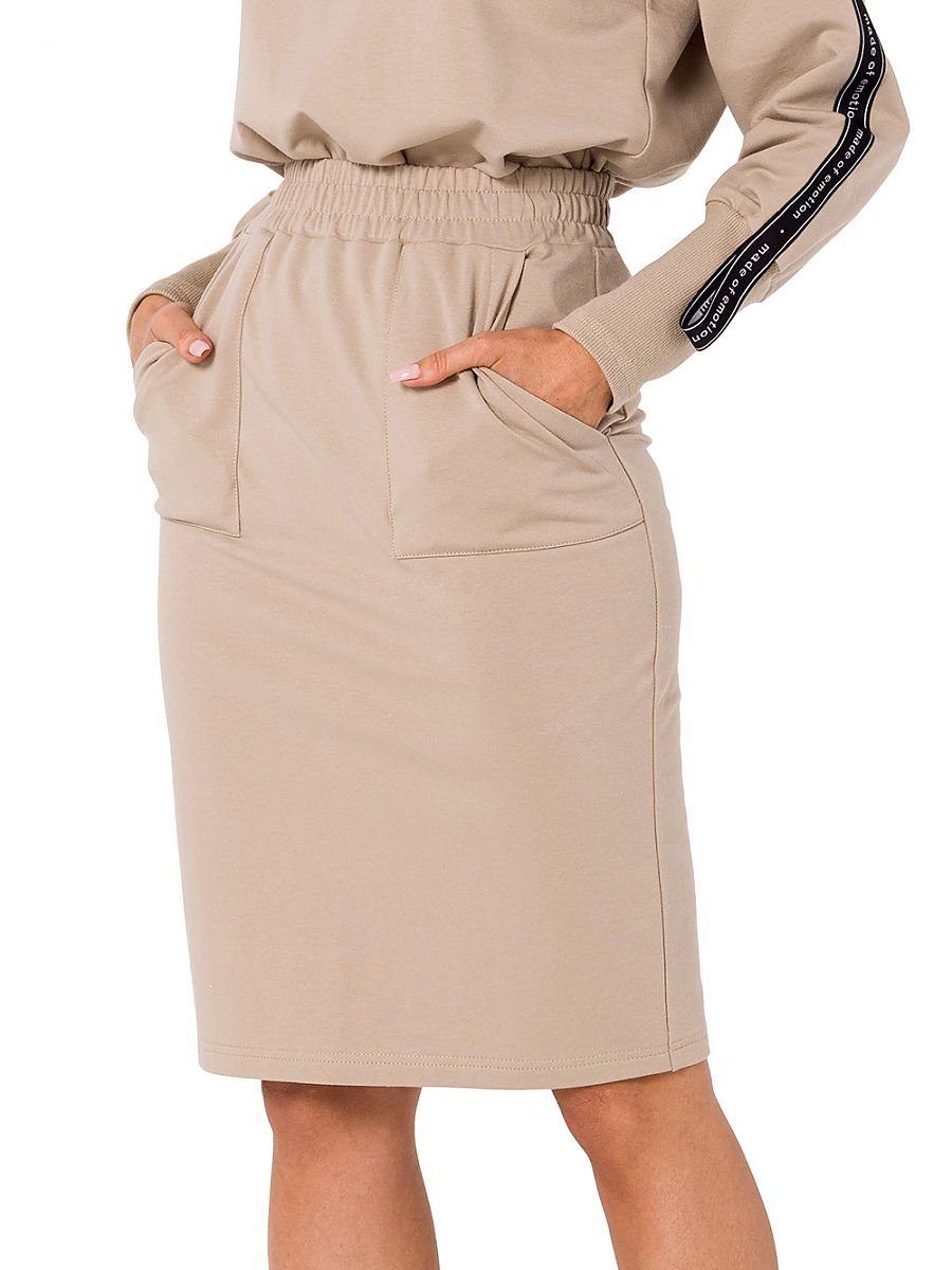 Comfort Knit Sweatshirt Skirt with Slip Pockets