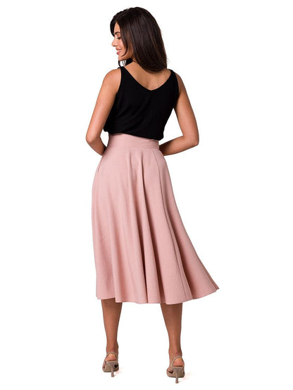 Elegant Flared Midi Skirt with Decorative Buttons