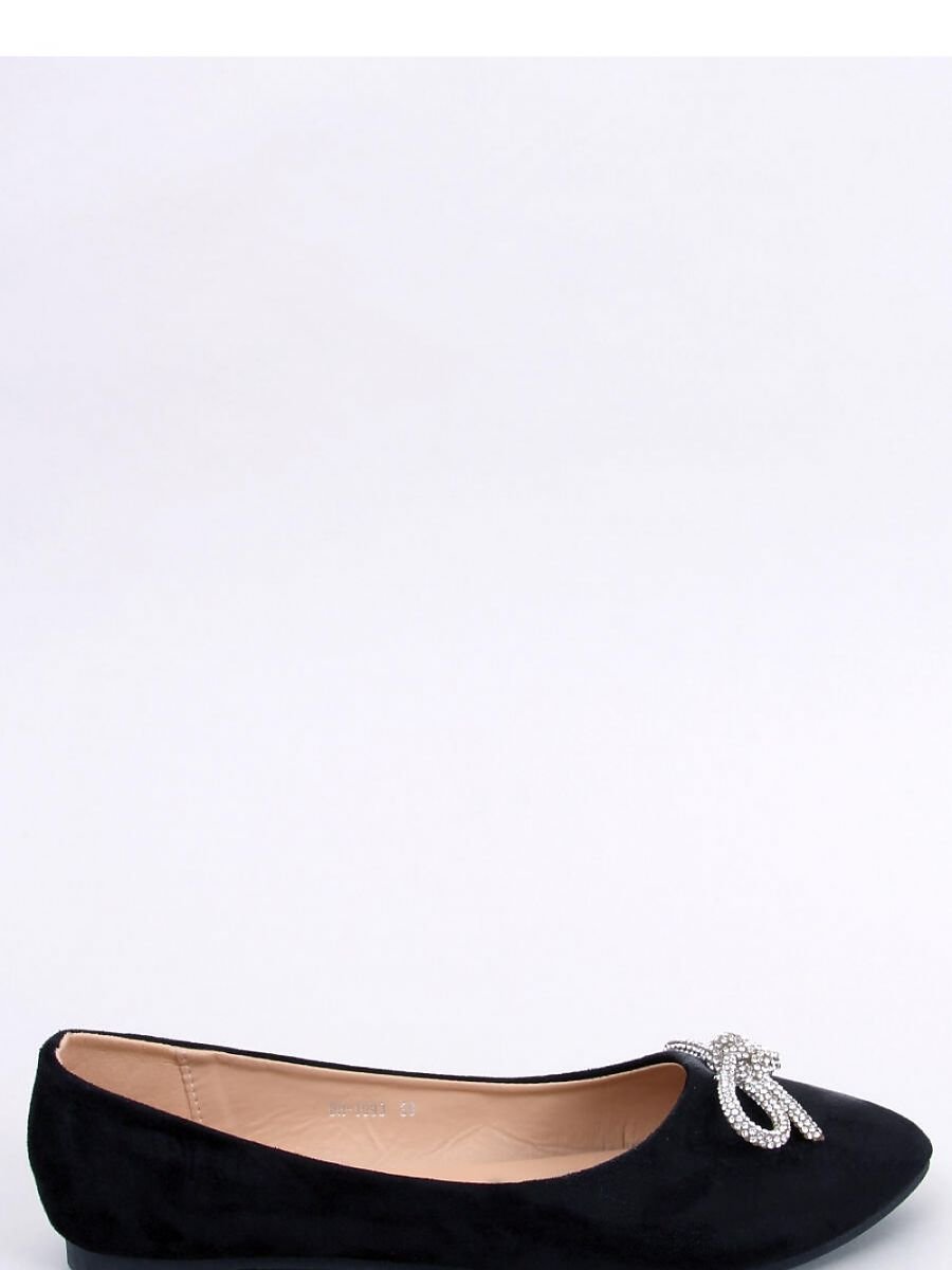 Elegant Suede Ballet Flats with Zircon Bow