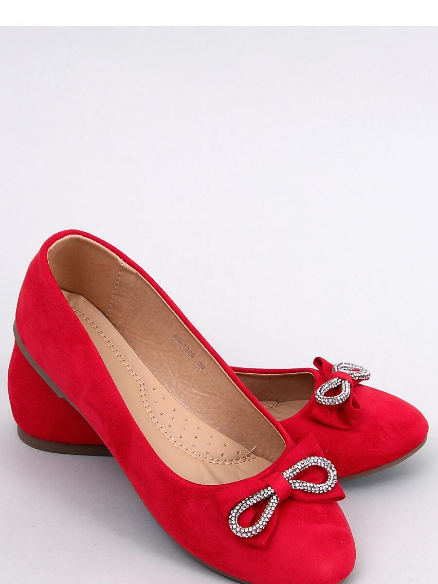 Inello Suede Ballet Flats with Stone-Decorated Bow