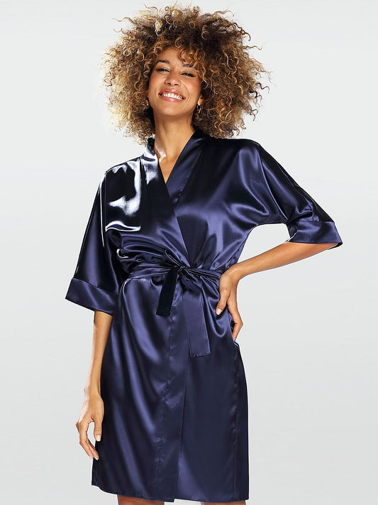 DKaren Satin Short-Sleeved Bathrobe