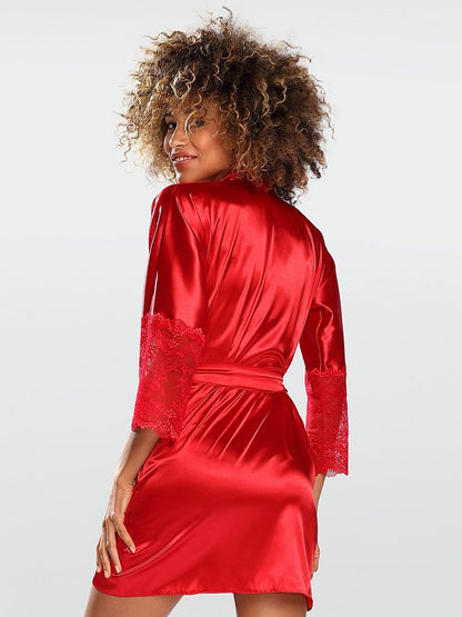 DKaren Satin Chemise Bathrobe with 3/4 Voluminous Sleeves