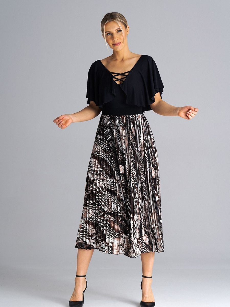 Figl Midi Pleated Skirt with Elastic Waistband