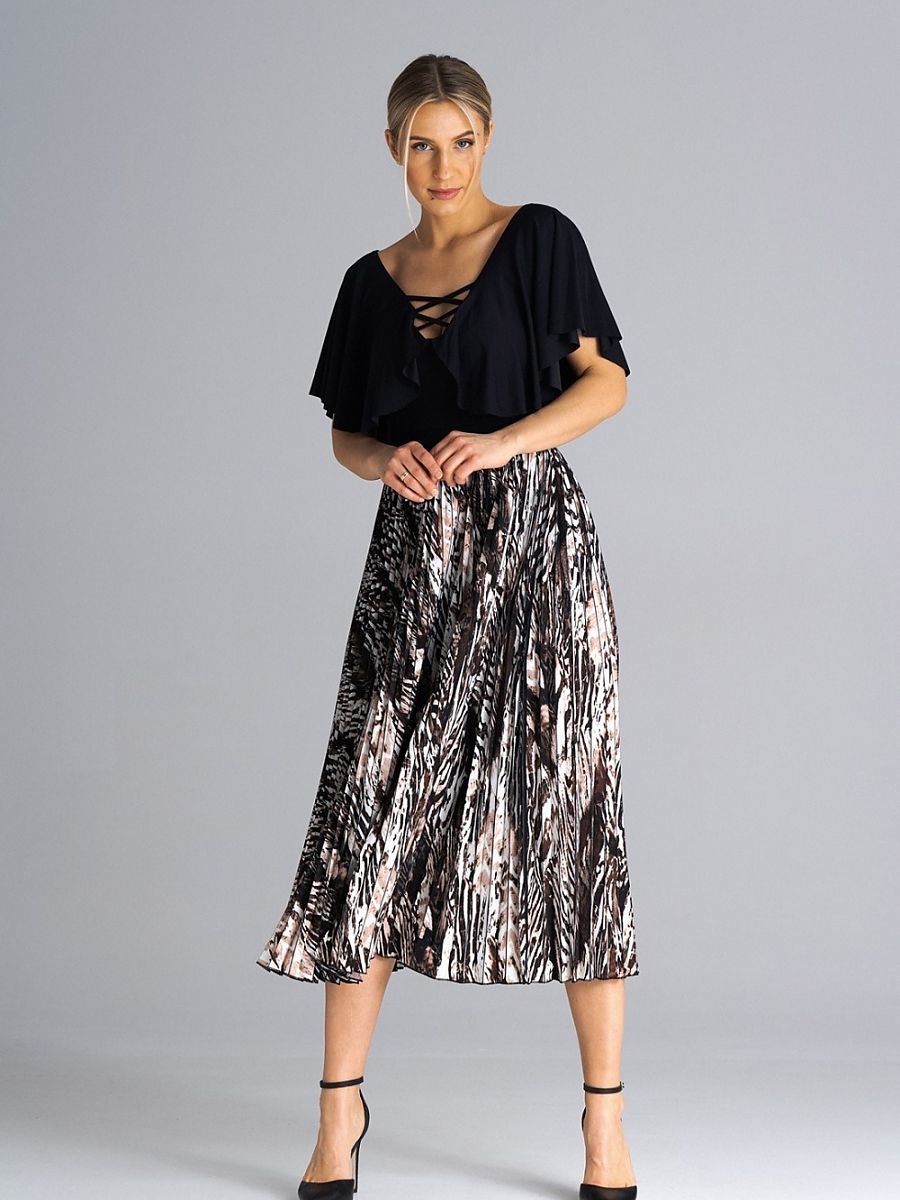 Figl Midi Pleated Skirt with Elastic Waistband