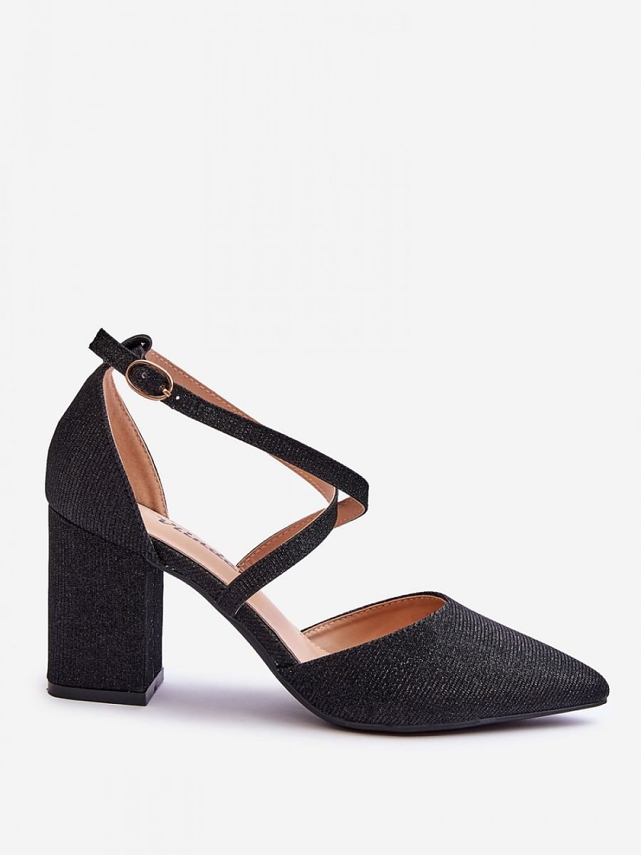 Glittery Block Heel Pumps for Chic Comfort