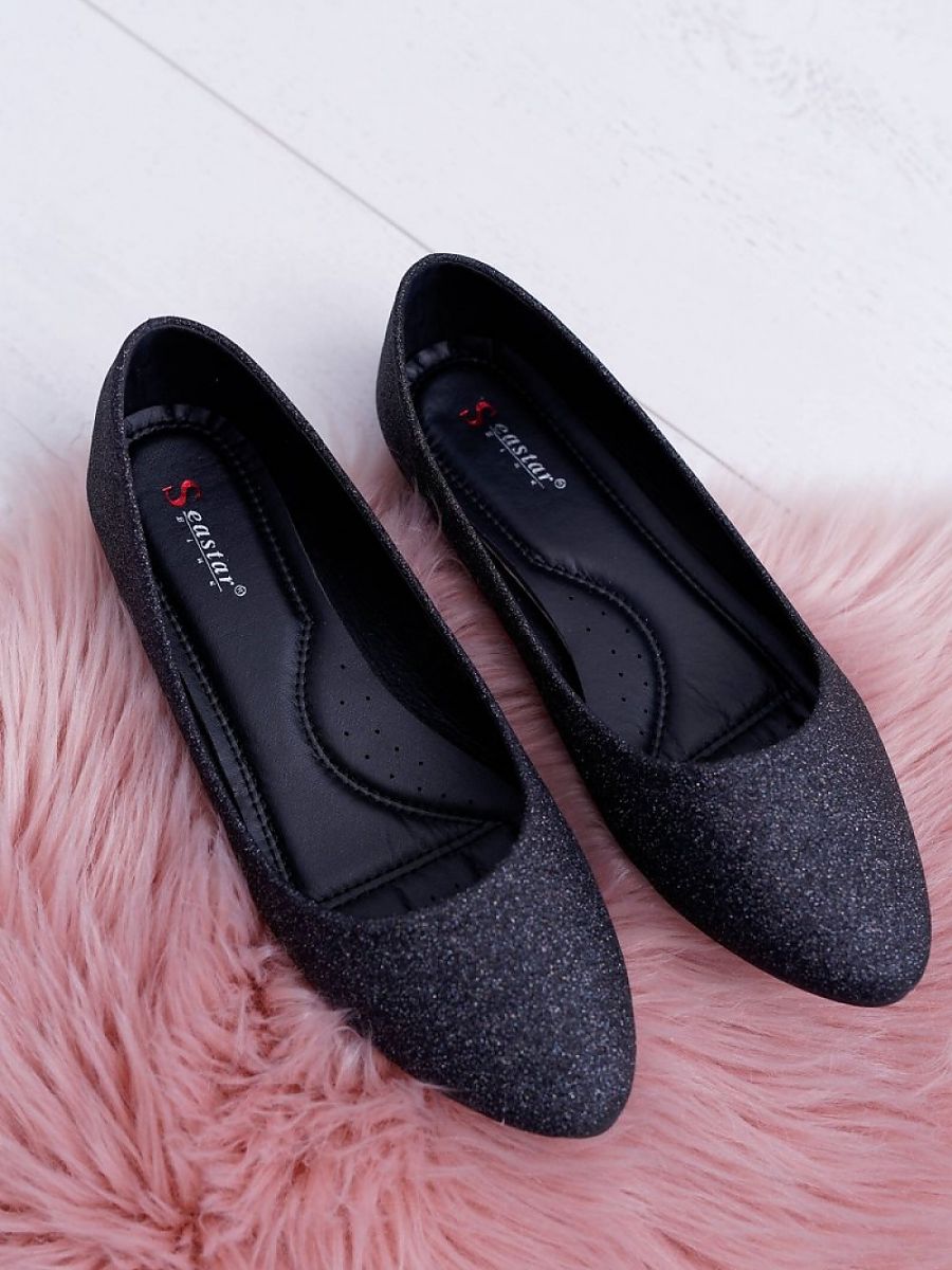 Ballet Flats with Glittery Decoration and Contoured Insole