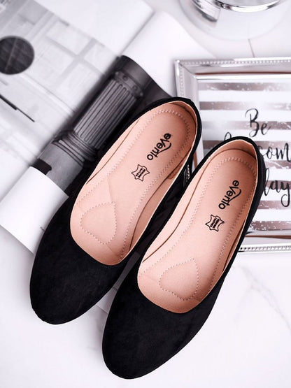 Fashionable Black Eco-Suede Ballet Flats with Soft Leather Insole