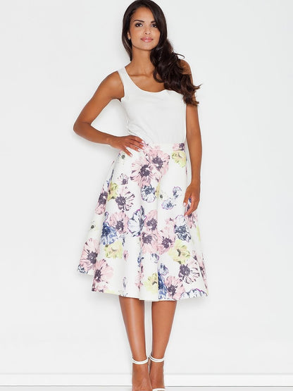 Floral Flared Midi Skirt