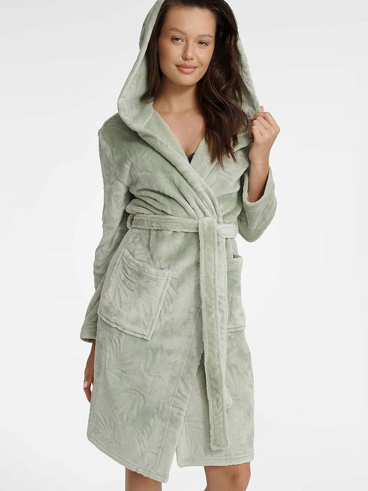 Cozy Quilted Hooded Women's Bathrobe with Pockets