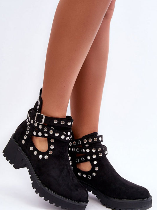 Step in Style Eco-Suede Women's Boots with Studded Detail and Cutouts