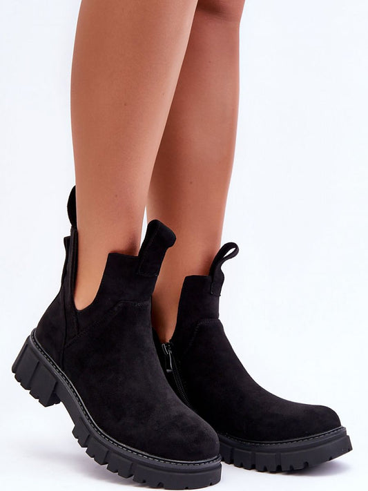 Fashionable Eco-Suede Women's Platform Boots with Cutouts