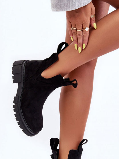 Fashionable Eco-Suede Women's Platform Boots with Cutouts