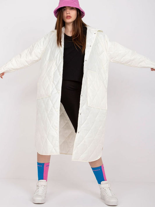 Long Quilted Coat with Hood and Pockets