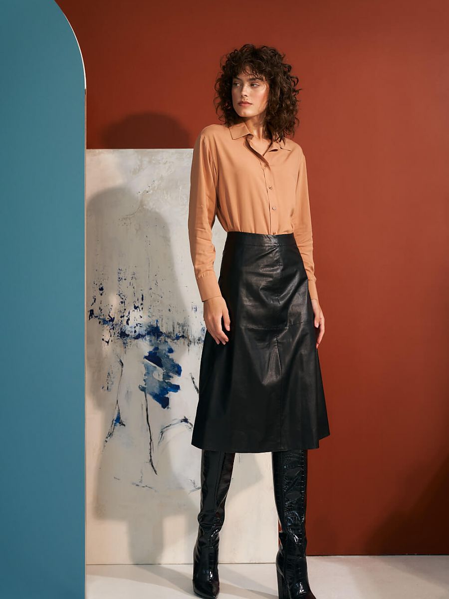 Trapeze Faux Leather Skirt