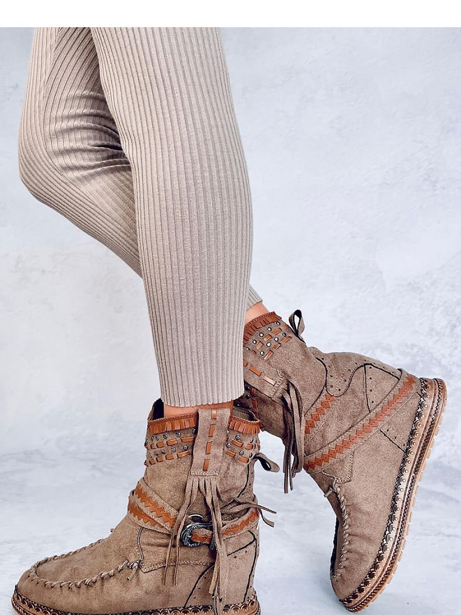 Buskin Boots Inello: Women's Boho Style Suede Boots with Hidden Heel