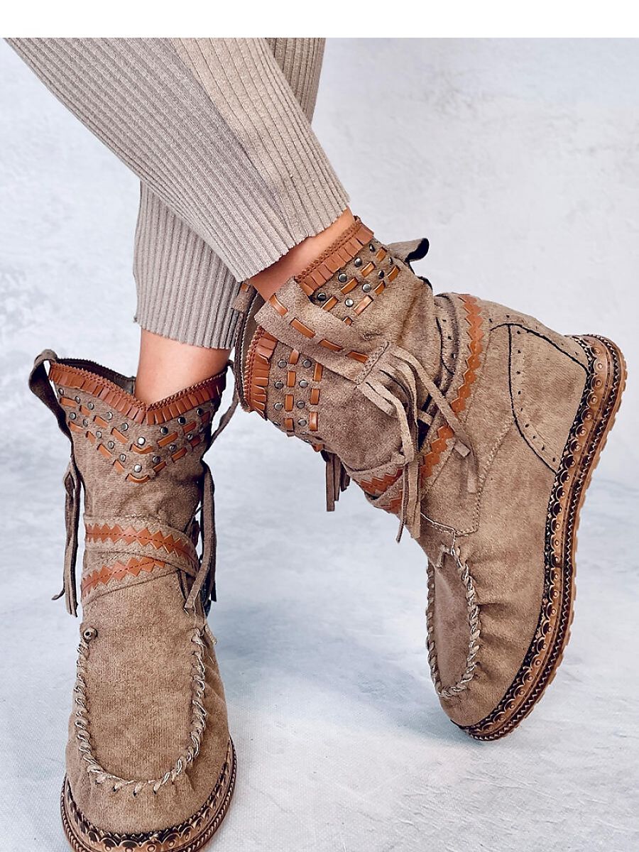 Buskin Boots Inello: Women's Boho Style Suede Boots with Hidden Heel