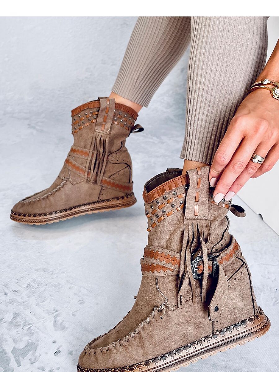 Buskin Boots Inello: Women's Boho Style Suede Boots with Hidden Heel