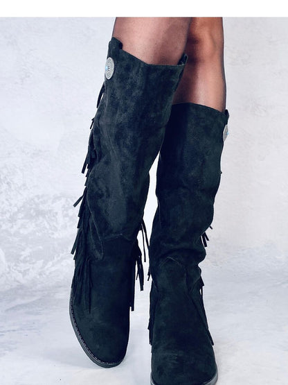 Buskin Boots Inello - Women's Eco-Suede Ankle Boots with Boho Tassels