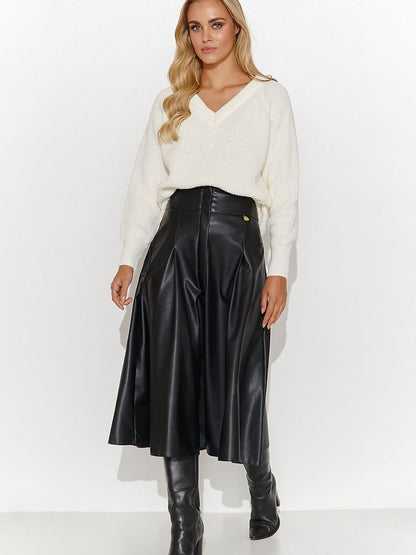 Makadamia Leather Midi Skirt with Slit