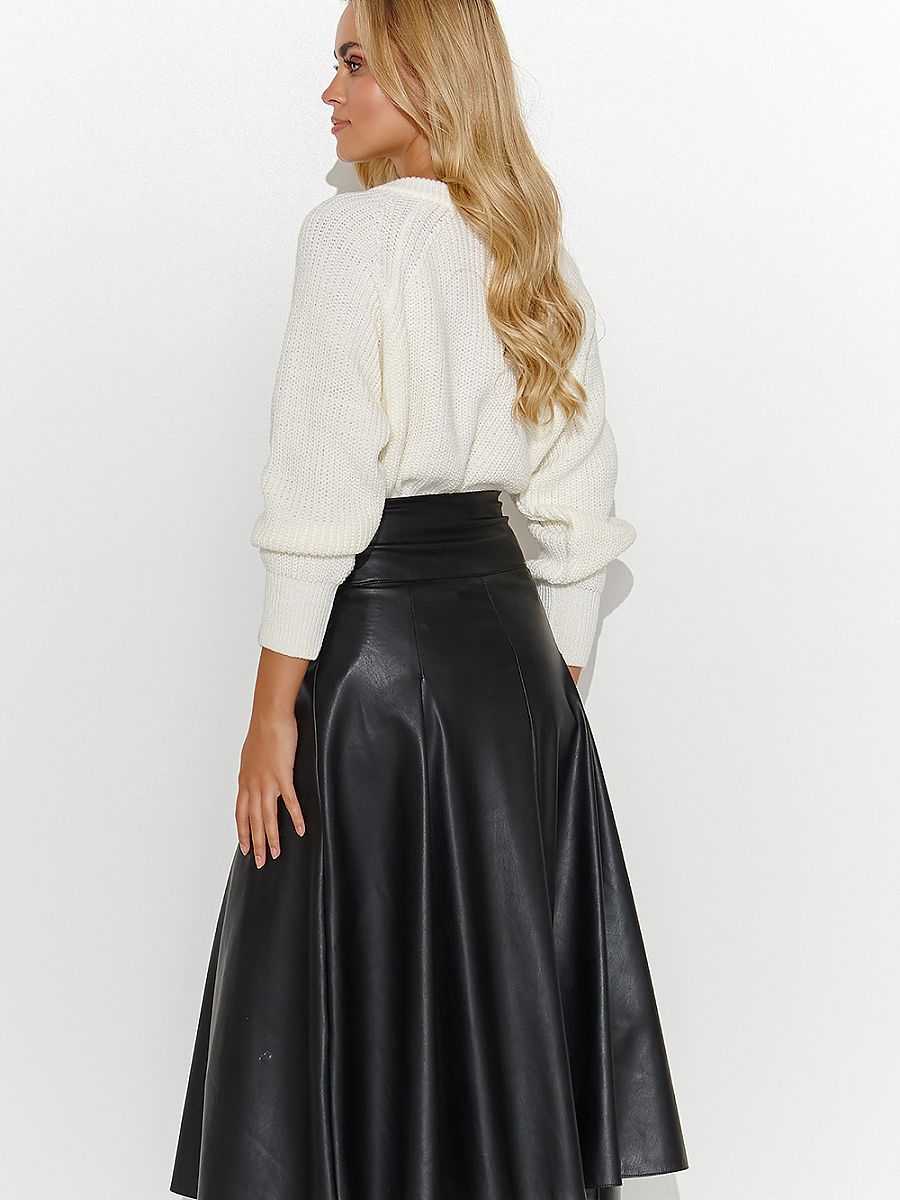 Makadamia Leather Midi Skirt with Slit