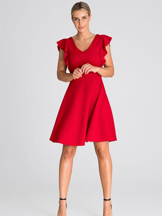 Chic V-Neck Ruffle Sleeve Cocktail Dress