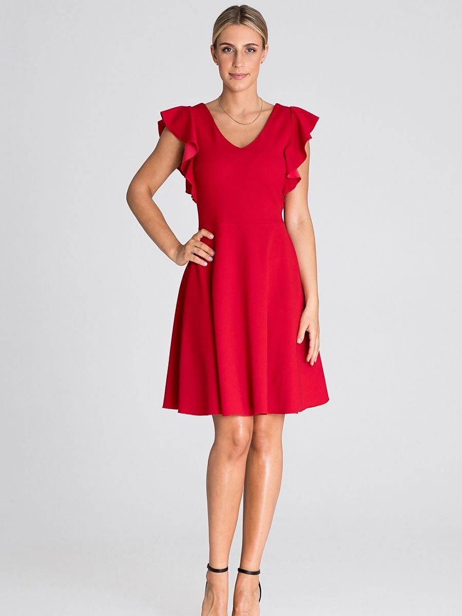 Chic V-Neck Ruffle Sleeve Cocktail Dress