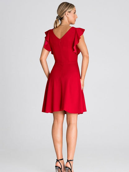 Chic V-Neck Ruffle Sleeve Cocktail Dress