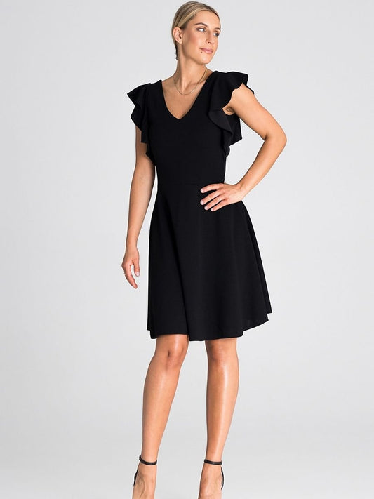 Charming Cocktail Dress with Ruffled Sleeves